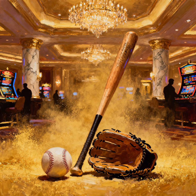 Baseball betting at Betunga Casino – luxury sports gaming concept with golden glow and premium visuals.